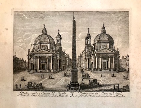 Calcografia di Giuseppe Vasi Obelisco della Piazza del Popolo 1796 Roma